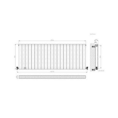 Ibathuk Belgravia Horizontal Double Slim Flat Panel Radiator Anthracite 600mm X 1596mm -Grey from B&Q