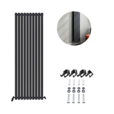 Ibathuk Princia Vertical Single Oval Panel Radiator Anthracite 1800 X 600mm-Grey from B&Q