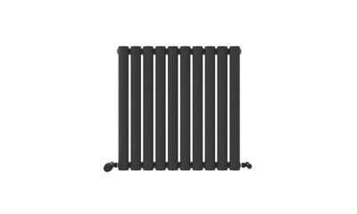 Ibathuk Princia Horizontal Single Oval Panel Radiator Anthracite 600 X 600mm-Grey from B&Q