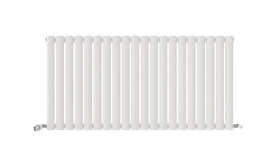 Ibathuk Strata Horizontal Radiators, Single Oval Panel Radiator 600 X 1200Mm Designer Radiators White