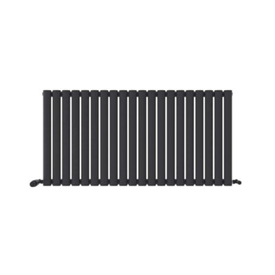 Ibathuk Princia Horizontal Single Oval Panel Radiator 600 X 1200Mm- Anthracite/Grey