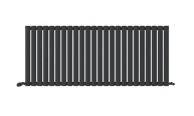 Ibathuk Princia Horizontal Single Oval Panel Radiator Anthracite 600 X 1440mm-Grey from B&Q