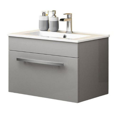 iBathUK Avon 1 Drawer Wall Hung Vanity Unit With Basin615mm X 415mm1 Tap Hole from B&Q