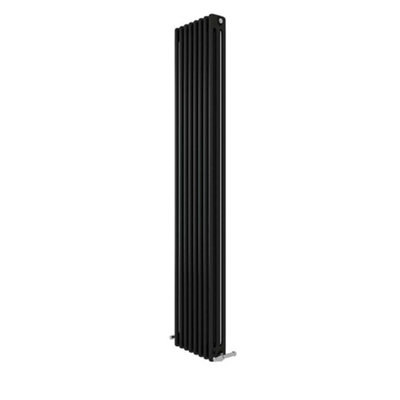 Ibathuk Anthracite 1800X380X100 Three Column Radiator + Angled Valve-Grey from B&Q