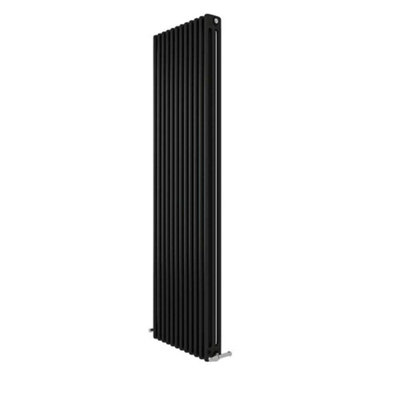 Ibathuk Anthracite 1800X560X100 Three Column Radiator + Angled Valve-Grey from B&Q