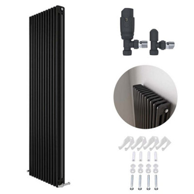 Ibathuk White 1800X380X100 Three Column Radiator + Angled Valve-White from B&Q