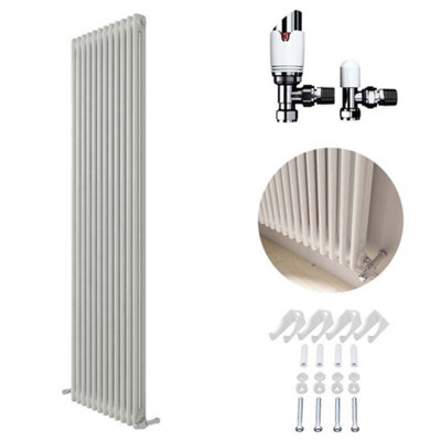 Ibathuk White 1800X560X70 Two Column Radiator + Angled Valve-White from B&Q