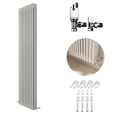 Ibathuk White 1800X560X100 Three Column Radiator + Angled Valve-White from B&Q