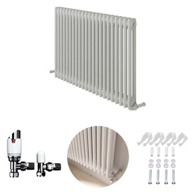 Ibathuk White 600X1010X70 Two Column Radiator + Angled Valve-White from B&Q