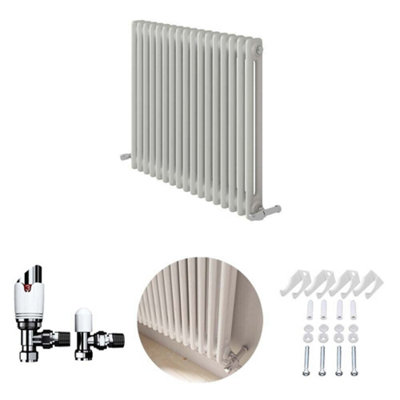 Ibathuk White 600X785X70 Two Column Radiator + Angled Valve-White from B&Q