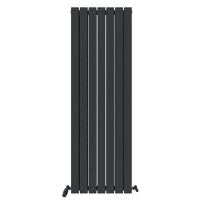 Ibathuk Belgravia Vertical Double Slim Flat Panel Radiator Anthracite 1600mm X 532mm + Angled Valve-Grey from B&Q