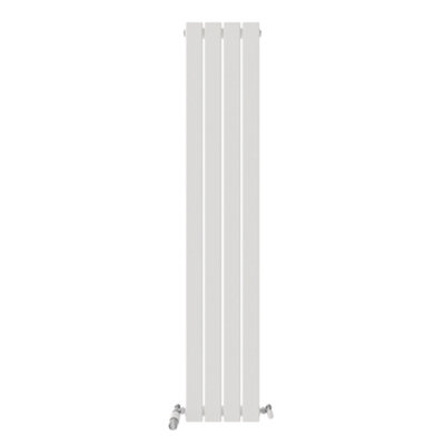 Ibathuk Belgravia Vertical Single Slim Flat Panel Radiator White 1600mm X 306mm + Angled Valve-White from B&Q