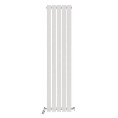 Ibathuk Belgravia Vertical Single Slim Flat Panel Radiator White 1600mm X 380mm + Angled Valve-White from B&Q