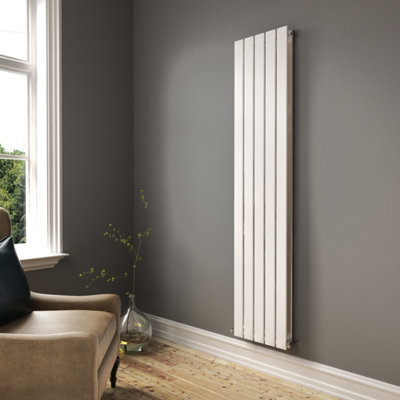 Ibathuk Belgravia Vertical Double Slim Flat Panel Radiator White 1800mm X 380mm + Angled Valve-White from B&Q