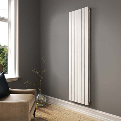 Ibathuk Belgravia Vertical Double Slim Flat Panel Radiator White 1800mm X 456mm + Angled Valve-White from B&Q