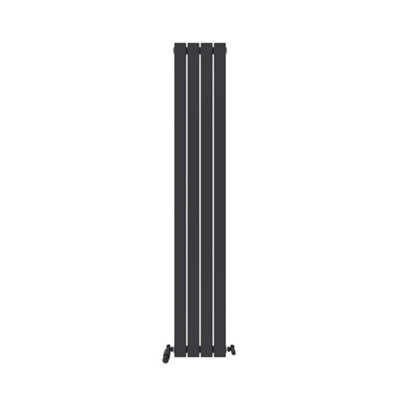 Ibathuk Belgravia Vertical Single Slim Flat Panel Radiator Anthracite 1800mm X 306mm + Angled Valve-Grey from B&Q