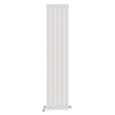 Ibathuk Belgravia Vertical Single Slim Flat Panel Radiator White 1800mm X 380mm + Angled Valve-White from B&Q