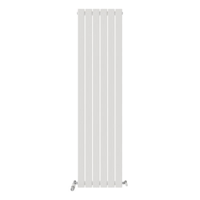 Ibathuk Belgravia Vertical Single Slim Flat Panel Radiator White 1800mm X 456mm + Angled Valve-White from B&Q