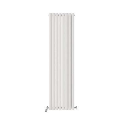 B&Q -  Princia Vertical Double Oval Panel Radiator White 1800 X 480mm + Angled Valve-White