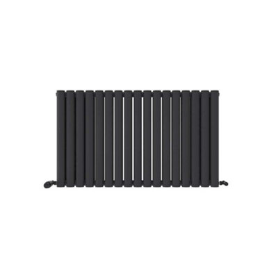 B&Q -  Princia Horizontal Double Oval Panel Radiator Anthracite 600 X 1020mm + Angled Valve-Grey