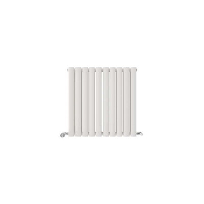 Ibathuk Princia Horizontal Double Oval Panel Radiator White 600 X 600mm + Angled Valve-White from B&Q