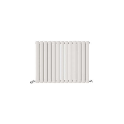 B&Q -  Princia Horizontal Double Oval Panel Radiator White 600 X 780mm + Angled Valve-White