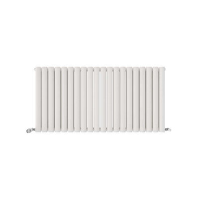 Ibathuk Strata Horizontal Radiators, Double Oval Panel Radiator 600 X 1200Mm Designer Radiators, Double Panel Radiators White