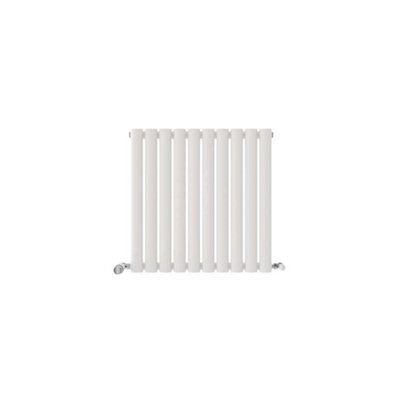 Ibathuk Princia Horizontal Single Oval Panel Radiator White 600 X 600mm + Angled Valve-White from B&Q