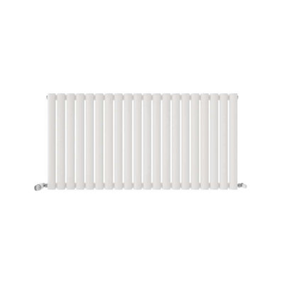 Ibathuk Strata Horizontal Radiators, Single Oval Panel Radiator 600 X 1200Mm Designer Radiators, Single Panel Radiators White