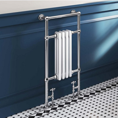 Ibathuk 12 Column Traditional Vintage Heated Towel Rail Premium Bathroom Radiator-White from B&Q
