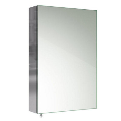 Ibathuk 600 X 400 Stainless Steel Bathroom Mirror Cabinet Modern Single Door Storage Unit Light