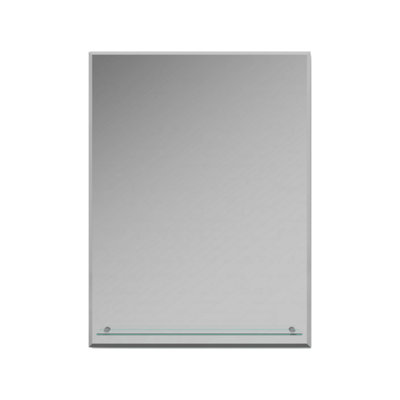 B&Q -  Aria Wall Mounted Rectangular Bathroom Mirror With Fixed Glass ShelfModern Frameless Vertical Mirror600 X 800mm