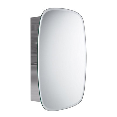 Ibathuk Wall Mounted Single Door Stainless Steel Mirror Cabinet Storage Unit Light