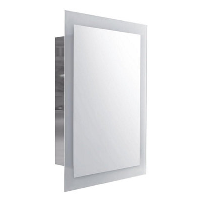 Ibathuk Stainless Steel Wall Mounted Mirror Cabinet Sliding Door Storage Unit Light