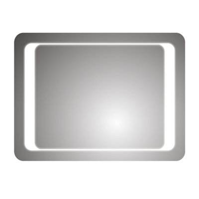 Ibathuk White Nova Wall Mounted Led Illuminated Bathroom Mirror With Touchless Sensor And Demister Pad And Lights, 900 X 650Mm Size 1