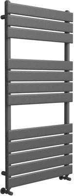 Ibathuk 1200 X 600 Anthracite Flat Panel Heated Towel Rail Bathroom Radiator from B&Q