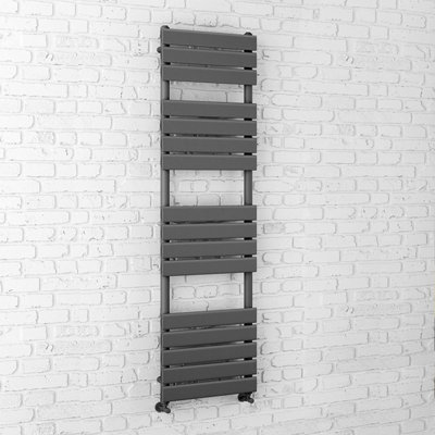 Ibathuk 1600 X 450 Anthracite Flat Panel Heated Towel Rail Bathroom Radiator from B&Q
