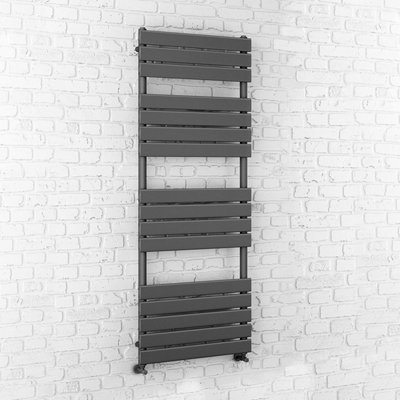 Ibathuk 1600 X 600 Anthracite Flat Panel Heated Towel Rail Bathroom Radiator from B&Q