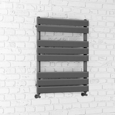 Ibathuk 800 X 600 Anthracite Flat Panel Heated Towel Rail Bathroom Radiator from B&Q
