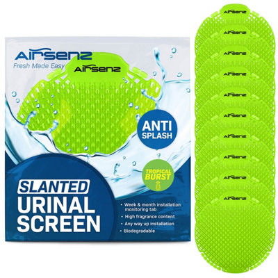 Airsenz Urinal Mats Box Of 10 Screens30-60 Day Odour ControlTropical Burst Fragrance from B&Q