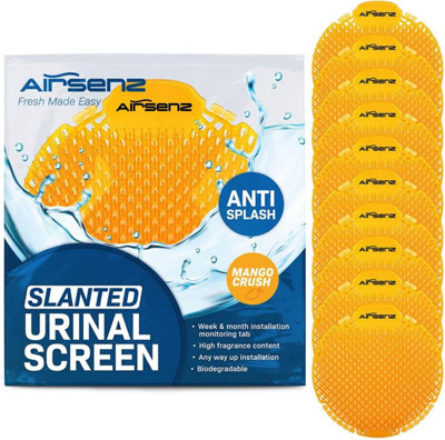 Airsenz Urinal Mats Box Of 10 Screens30-60 Day Odour ControlMango Crush Fragrance from B&Q