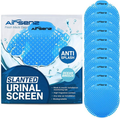 Airsenz Urinal Mats Box Of 10 Screens30-60 Day Odour ControlOcean Breeze Fragrance from B&Q