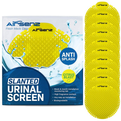 Airsenz Urinal Mats Box Of 10 Screens30-60 Day Odour ControlCitrus Blast Fragrance from B&Q