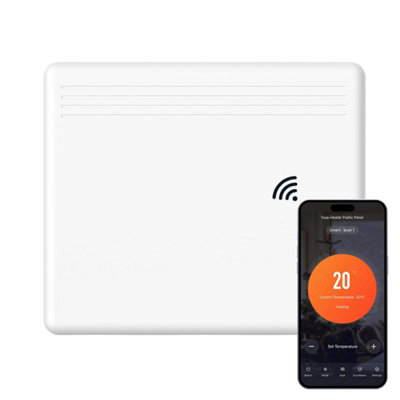 B&Q -  Slimline App Controlled Electric Panel Heater With 24/7 Timer And Thermostat 500W