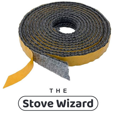 The Stove Wizard Black Flat Stove Rope Seal Self Adhesive Glass Stove Fire 15Mm X 2Mm X Metres Size 3