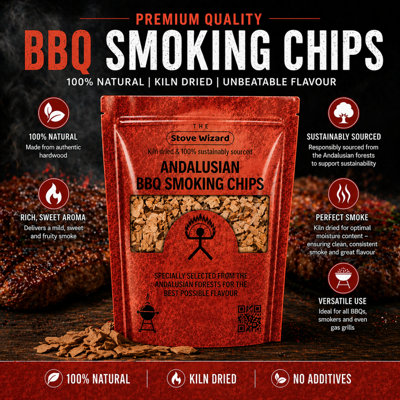 B&Q -  Andalusian Artisan Hickory Wood Smoking Chips Premium Quality Bbq Smoker Chips For Gas Charcoal Grill 850G