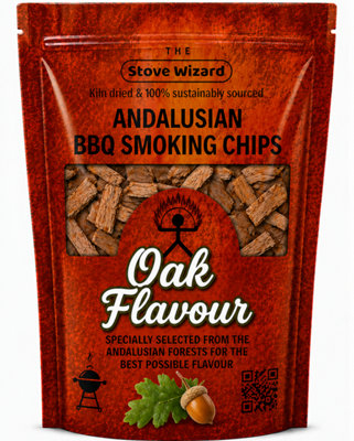 The Stove Wizard Andalusian Artisan Oak Wood Smoking Chips Premium Quality Bbq Smoker Chips For Gas Charcoal Grill 850G 3.4 Litre from B&Q