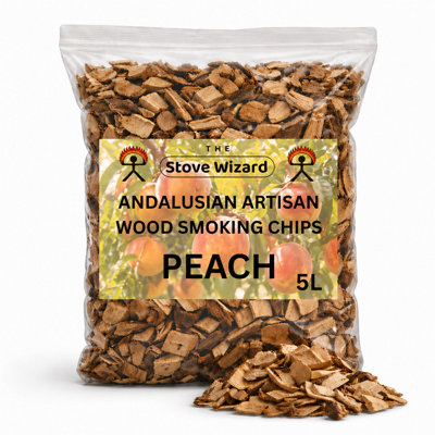 B&Q -  Peach Wood Smoking Chips Bbq Smokers Grills 5L Natural Eco Friendly