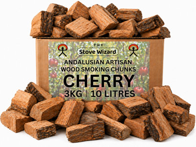 B&Q -  Cherry Wood Smoking Chunks Bbq Smokers 3Kg Natural Eco Friendly