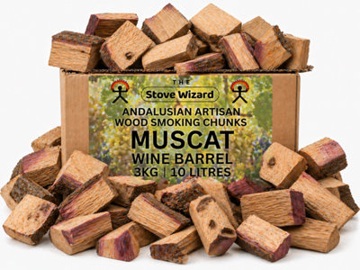 The Stove Wizard Muscat Wine Barrel Wood Smoking Chunks Bbq Smokers 3Kg Natural from B&Q